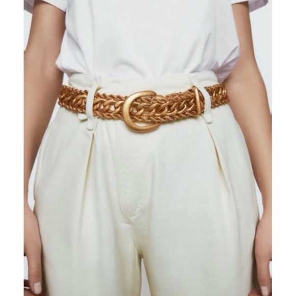Zara gold chain link belt main image 6